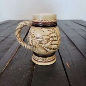 Avon Vintage Jar 1982 Made in Brazil Sail Boats Sailboat Glazed Tan Brown Cream